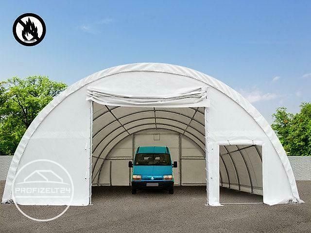 Toolport GmbH Rundbogenhalle 9,15x10m Lagerzelt Zelthalle Lager Zelt grün