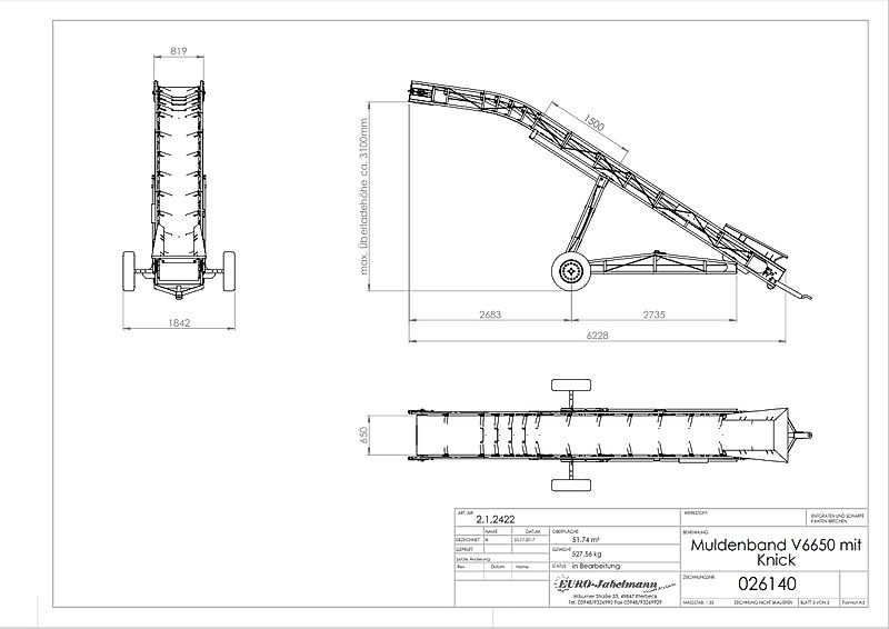 EURO-Jabelmann Förderband, EURO-Band V 6650, 6 m, NEU