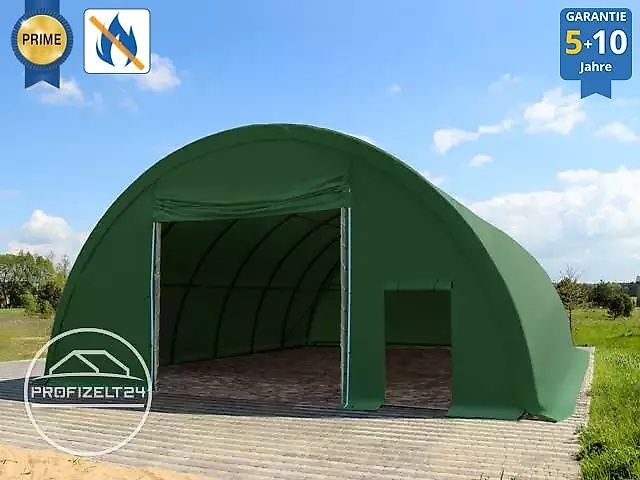 Toolport GmbH Rundbogenhalle 9,15x20m Lagerzelt Zelthalle Industriezelt grün